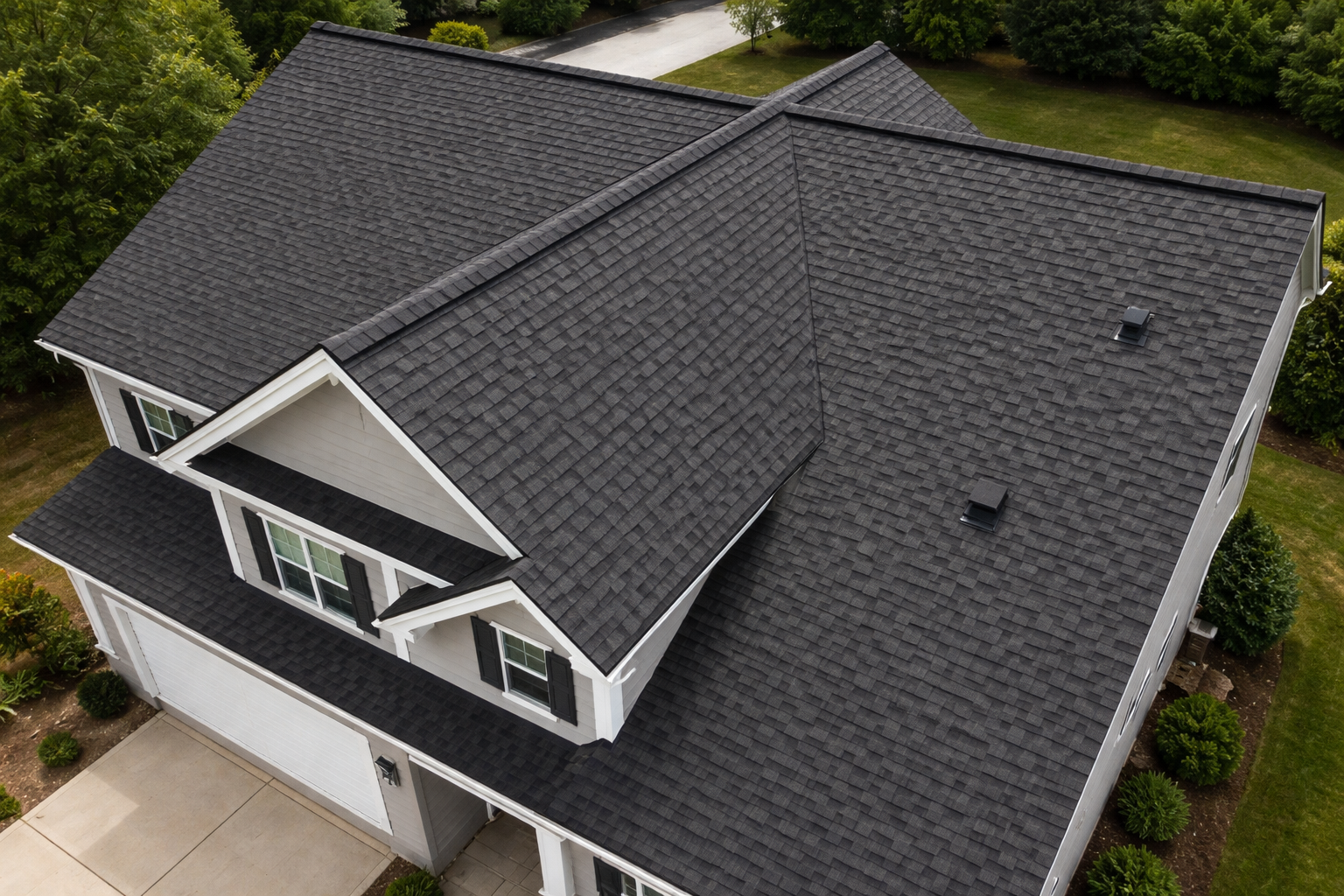 Charcoal Shingle Roof Aerial View-2