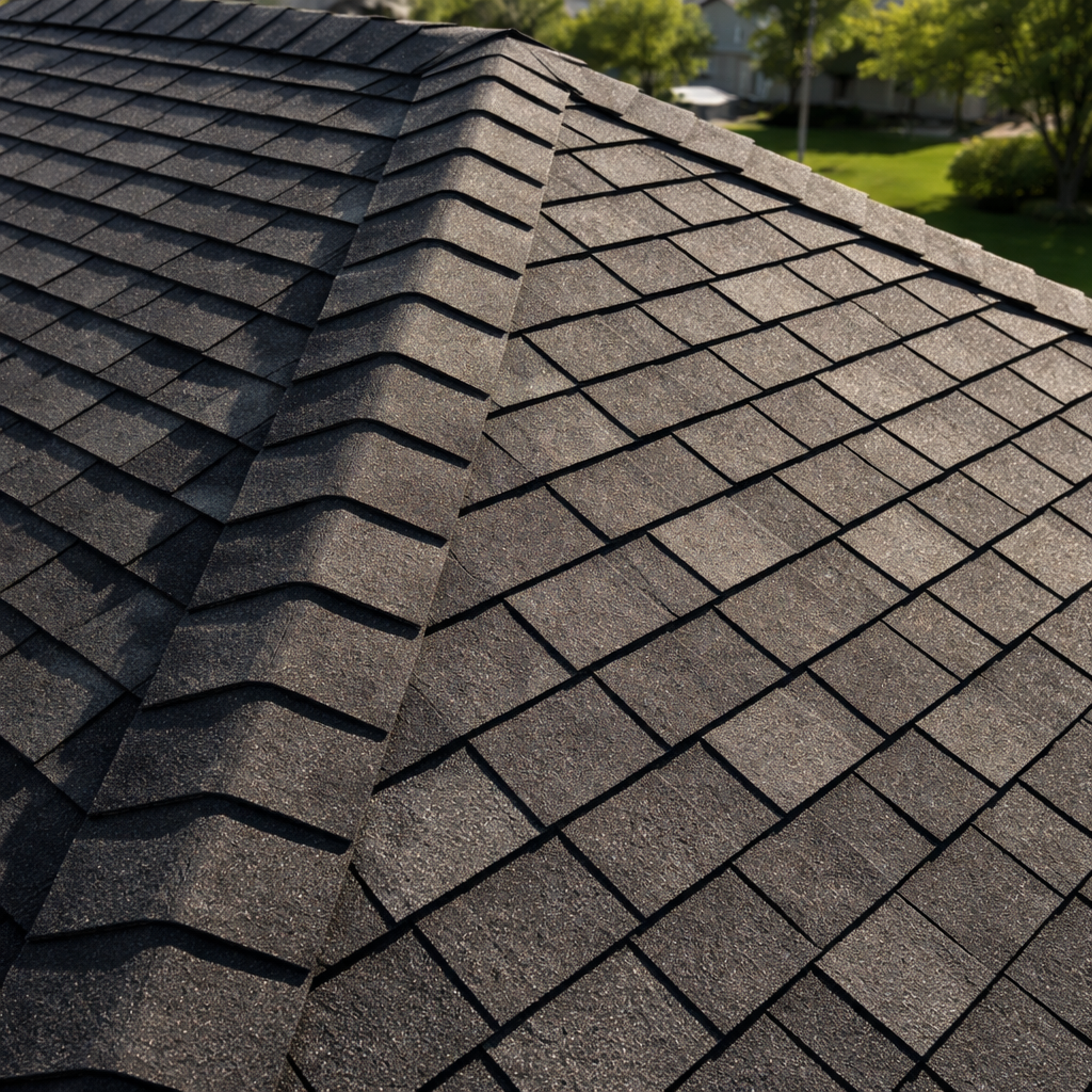 Charcoal Shingles on Residential Roof in Toledo Suburb