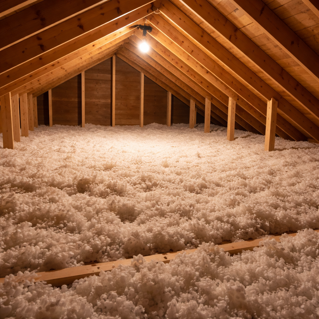 Fresh Fiberglass Insulation in Attic Space-1