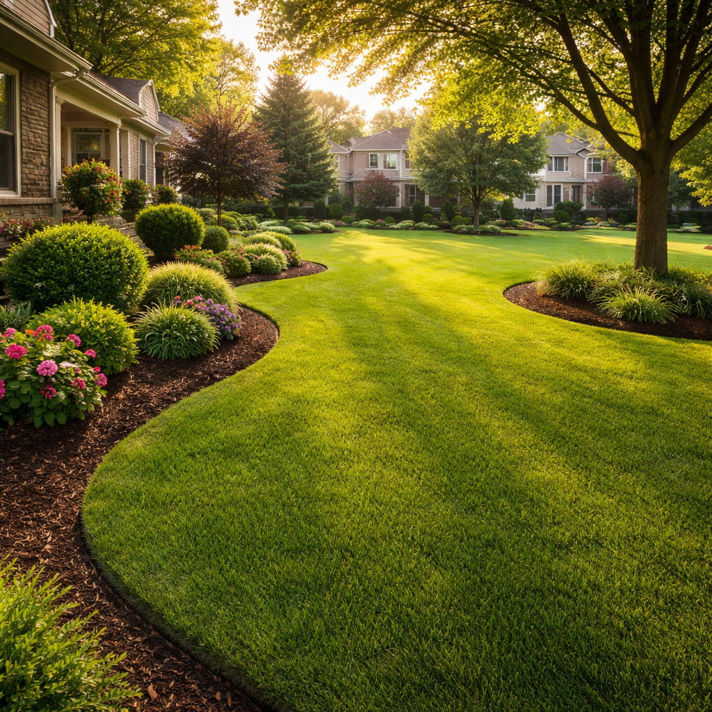 Freshly Maintained Residential Lawn at Golden Hour-1