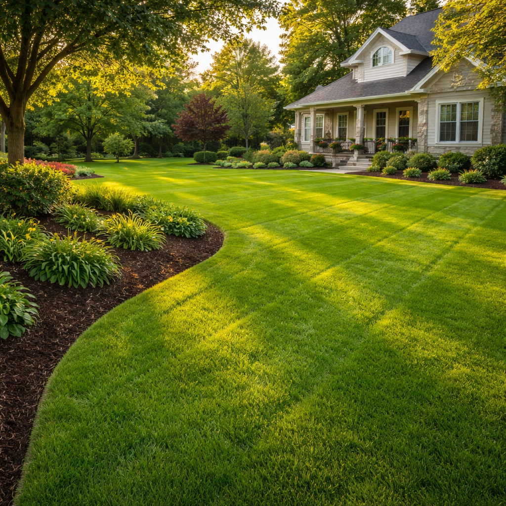 Freshly Maintained Residential Lawn at Golden Hour-2
