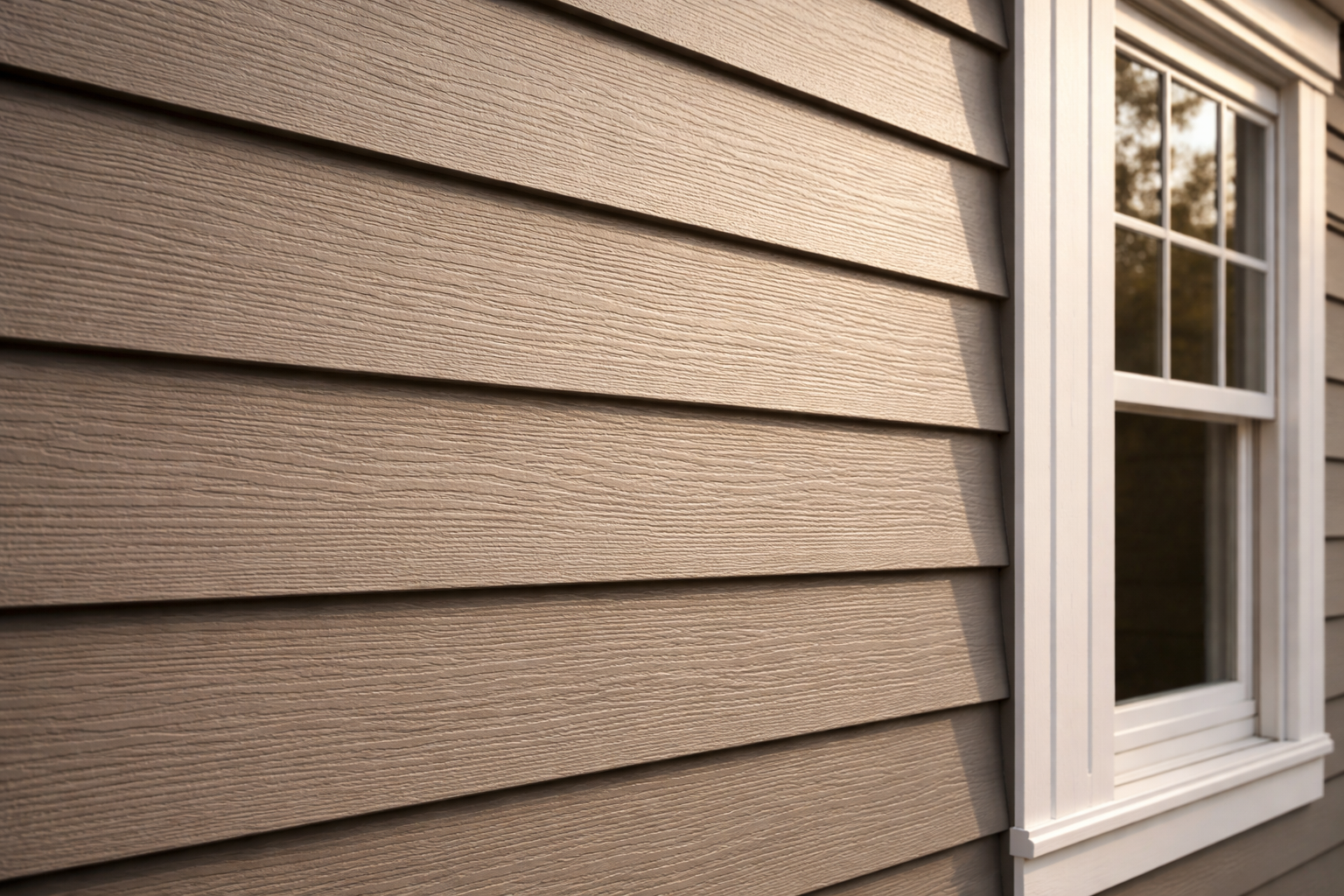 Horizontal Lap Siding on Residential Home at Afternoon Light