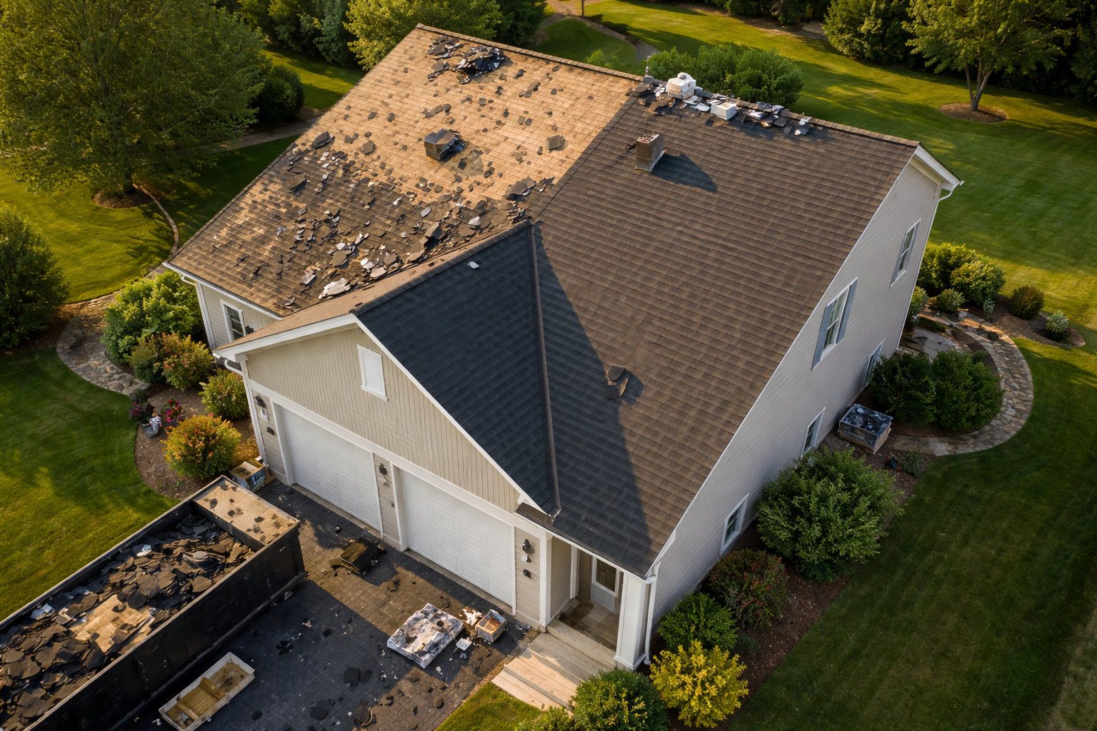 Midwest Home Roof Replacement at Dusk-1