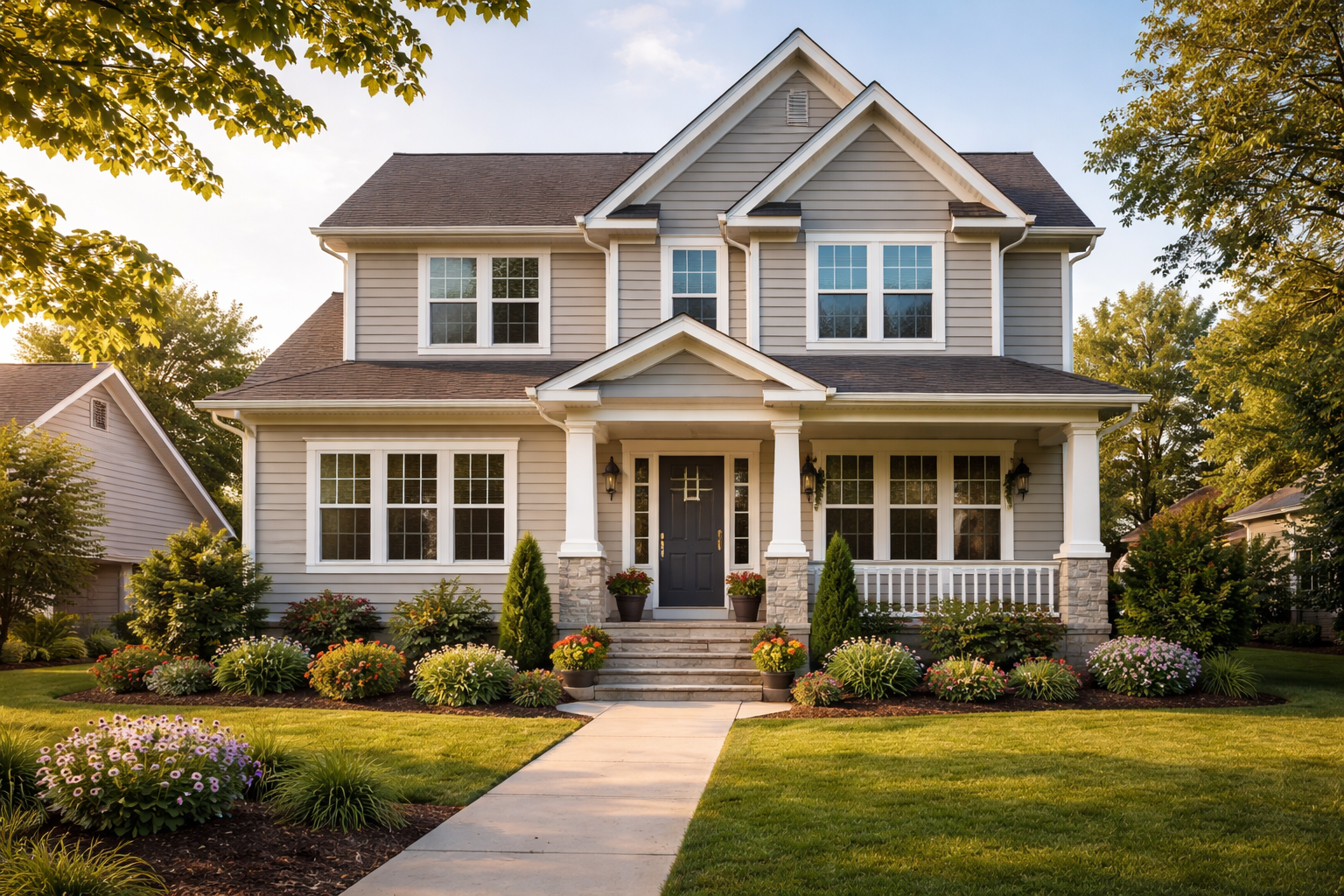Midwest Home with Fresh Vinyl Siding and Afternoon Light