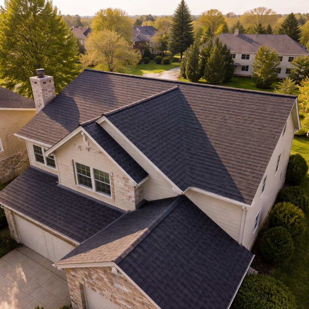Midwest Residential Roof at Afternoon Light