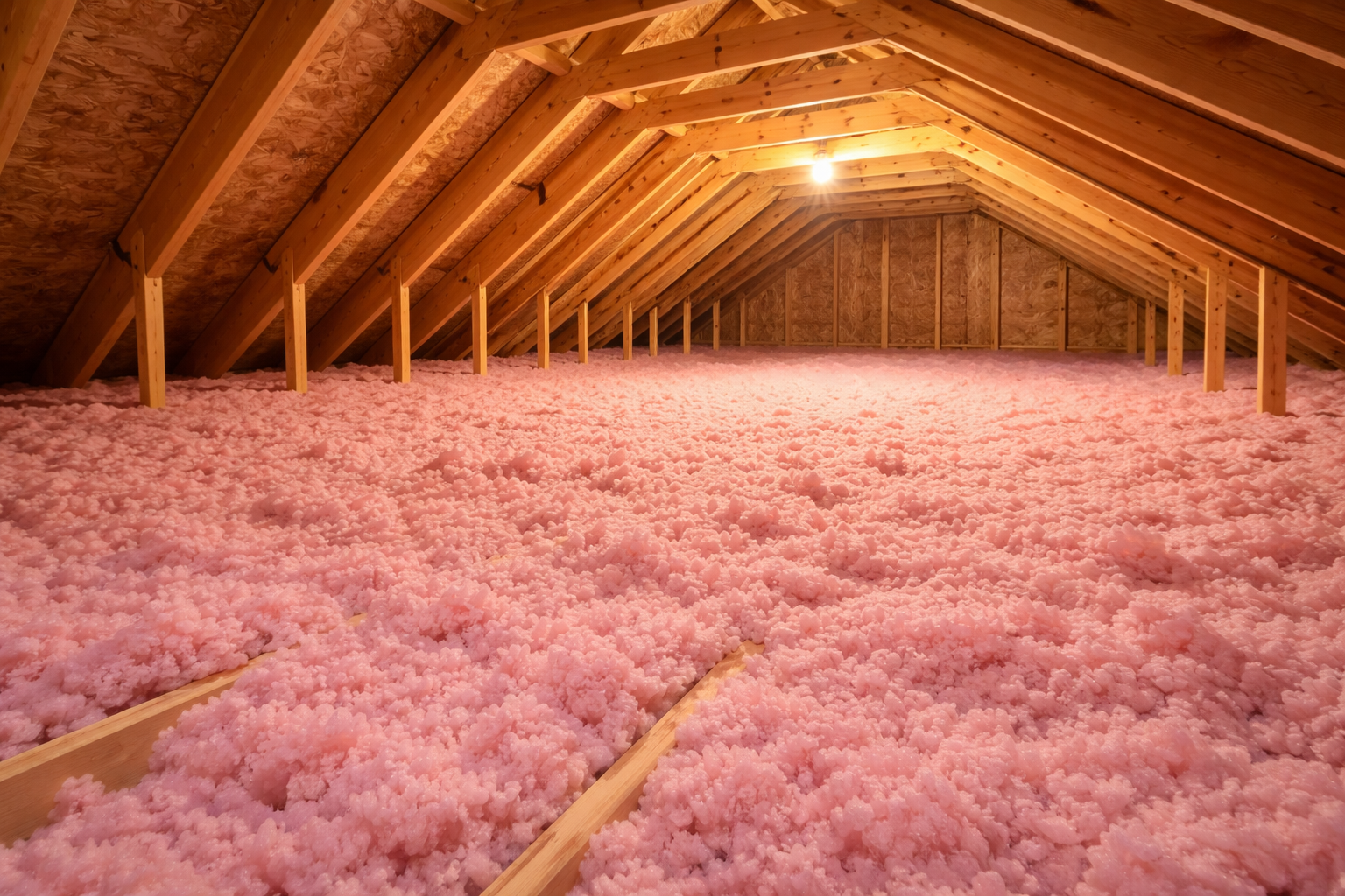 Pink Fiberglass Insulation Interior Attic View-1