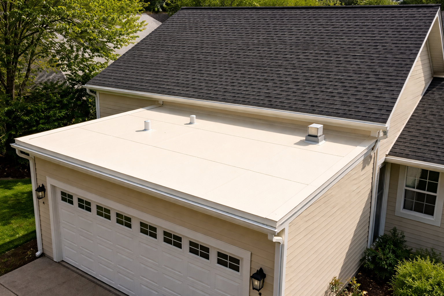 Residential Home with TPO Membrane Roof
