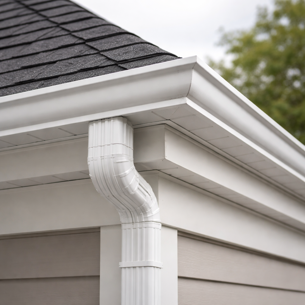 Seamless Aluminum Gutters on Suburban Home Roofline