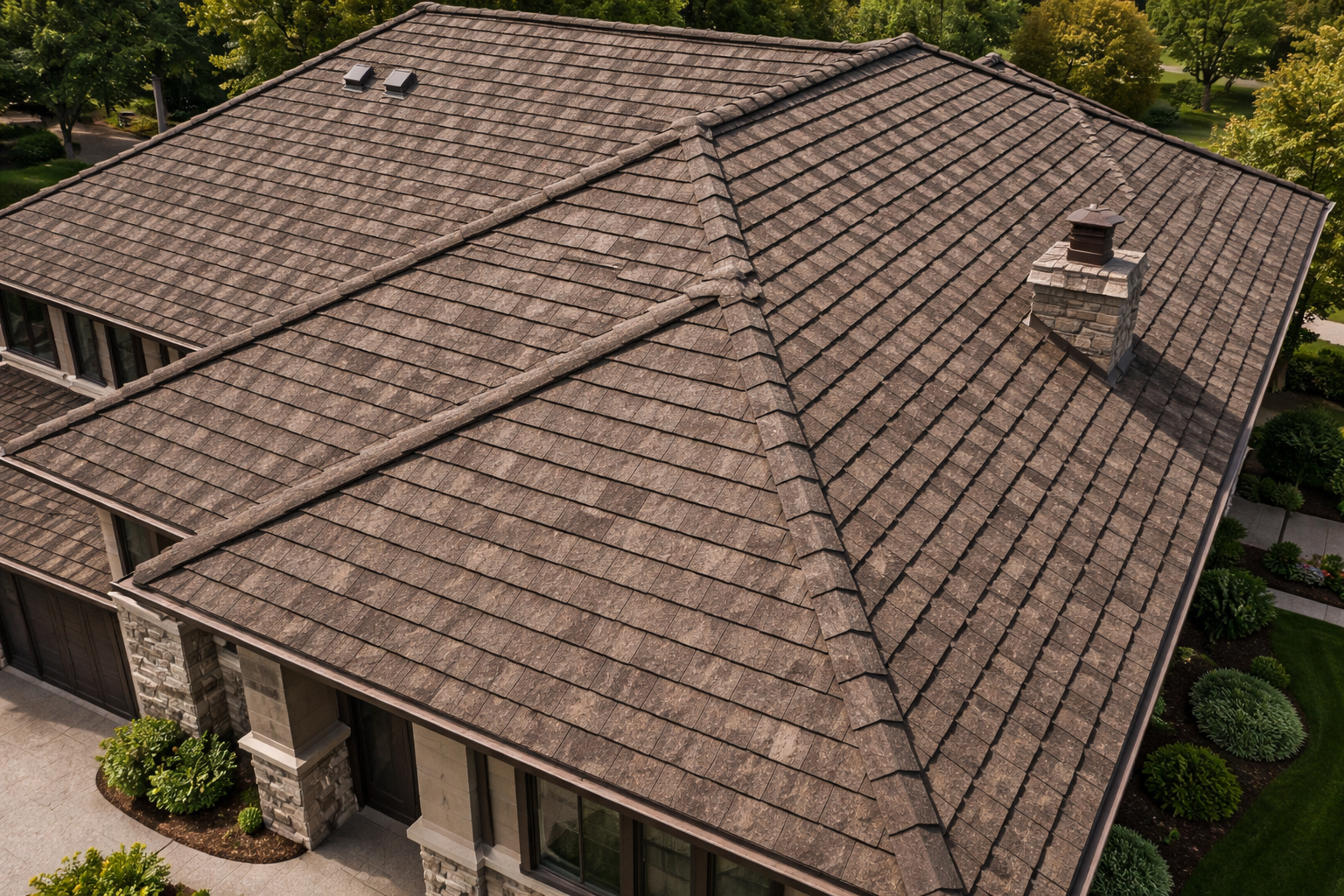 StoneCoated Steel Roof Aerial View-1