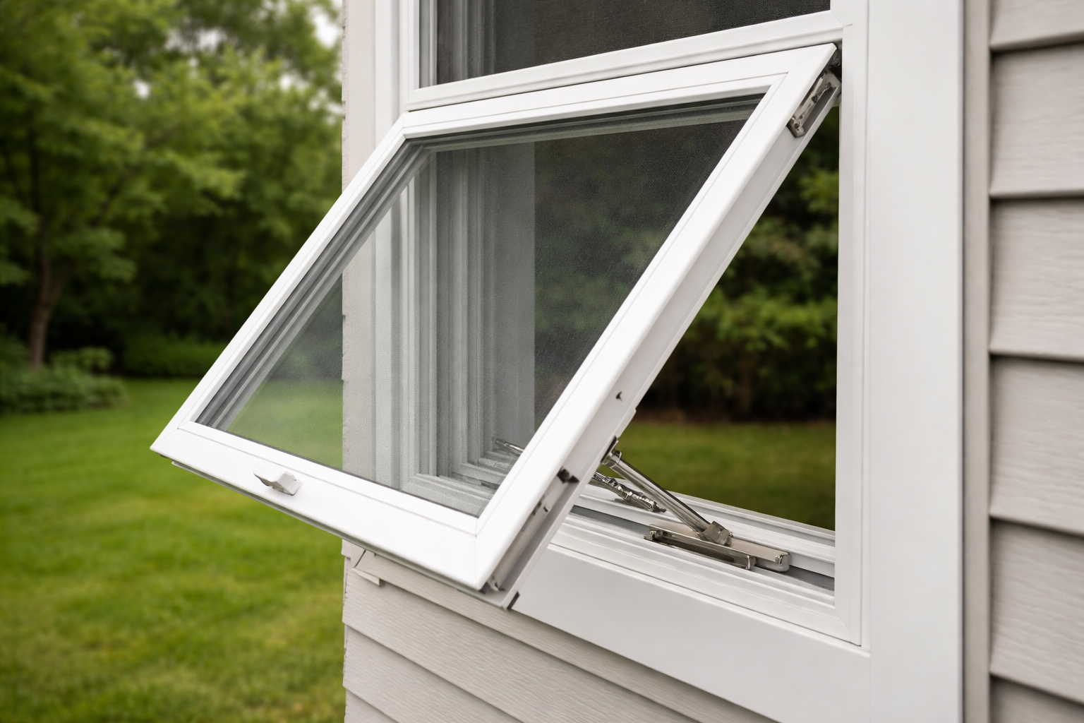 White Vinyl Casement Window Hinge Detail-1