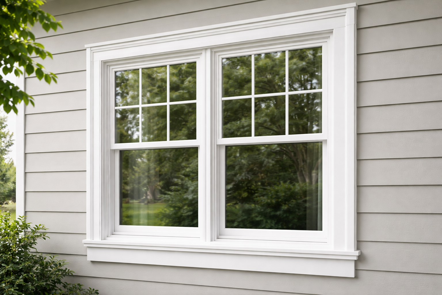 White Vinyl Window at Residential Home-1