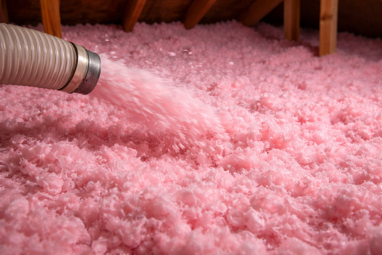 photographic blownin attic insulation by owens corning pink in color and close up again since the container is 169-1
