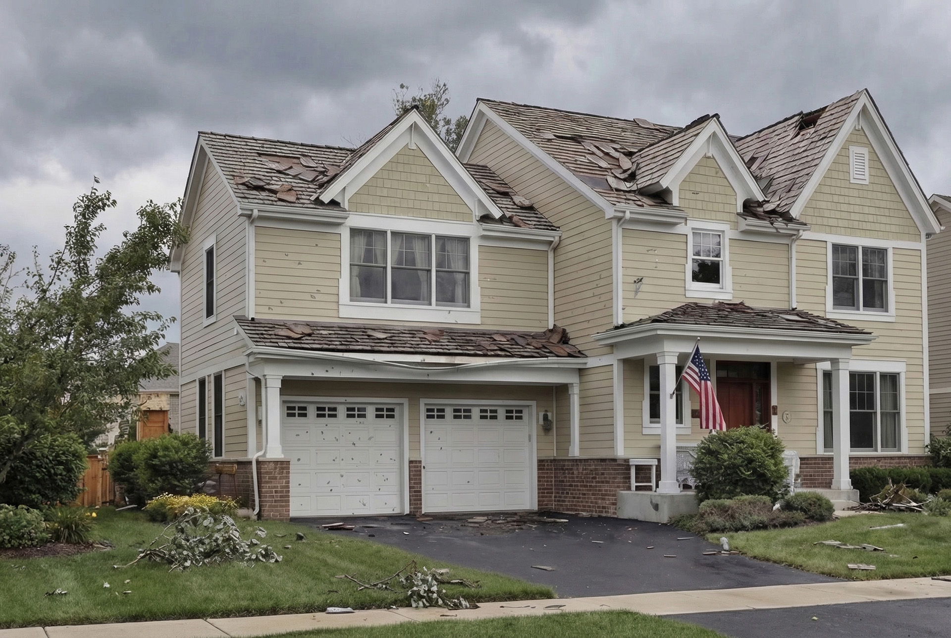 Storm damage 1 - Integrity Home Exteriors - Roof - Siding - Windows - Gutters - Doors - Lawn Care