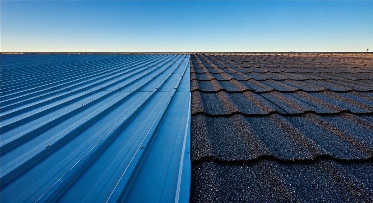 a comparison of metal roof and an entry level asphalt shingle